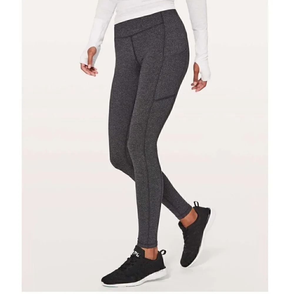 Lululemon Speed Up Tight 28" Power Luxtreme Variegated Knit Black Heather Size 6